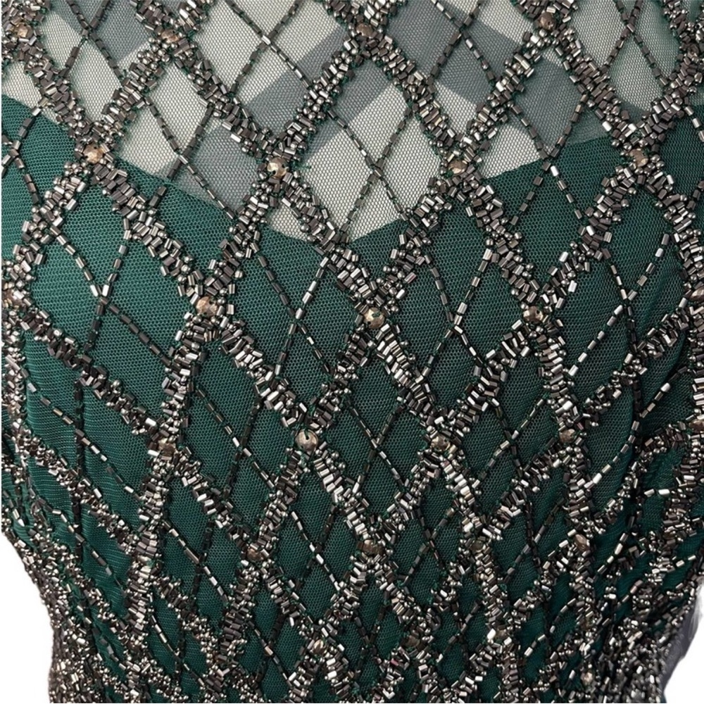 Adrianna Papell Green Maxi Dress with Embellished Bodice - Picture 3 of 6